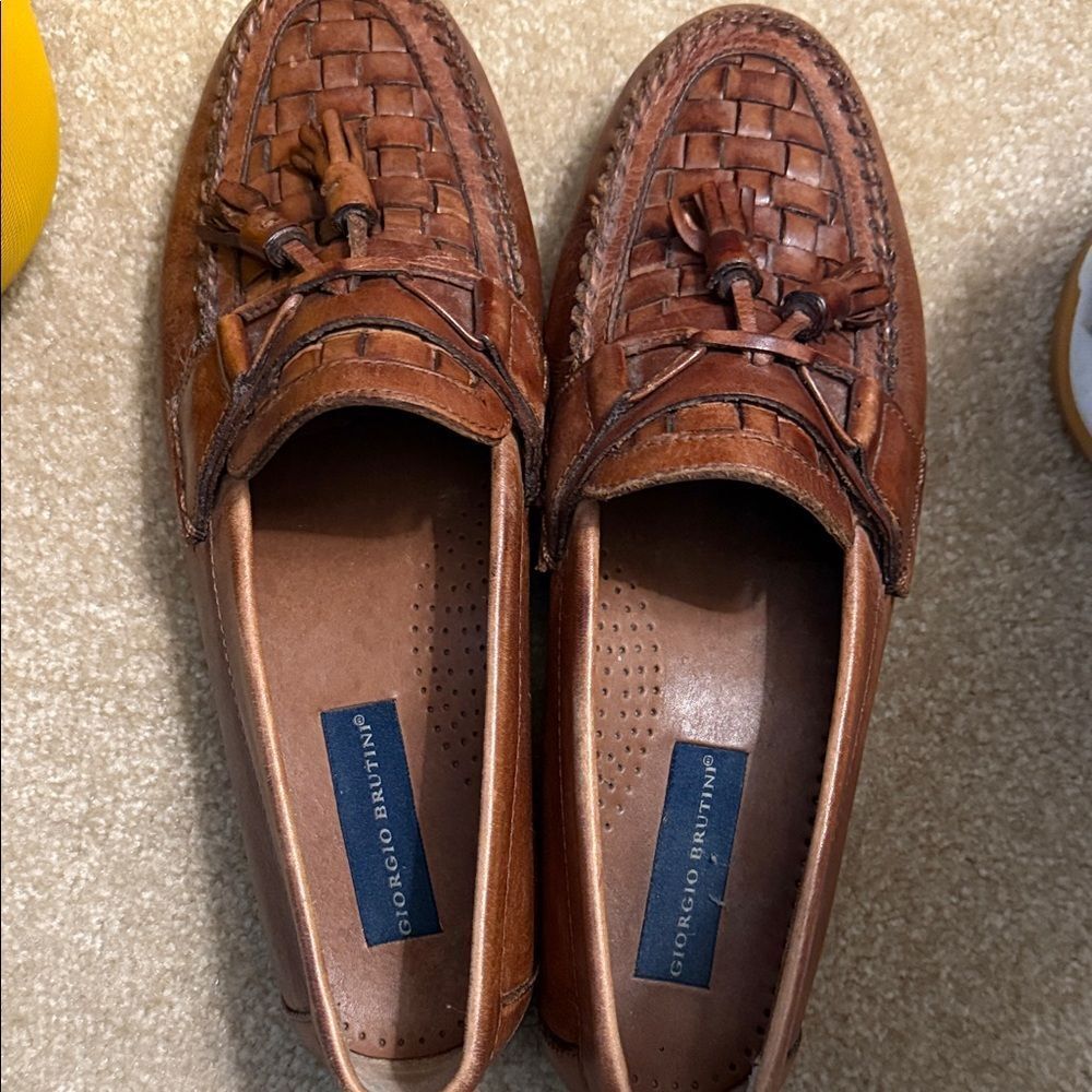 Giorgio Brutini Tan Woven Leather Loafers